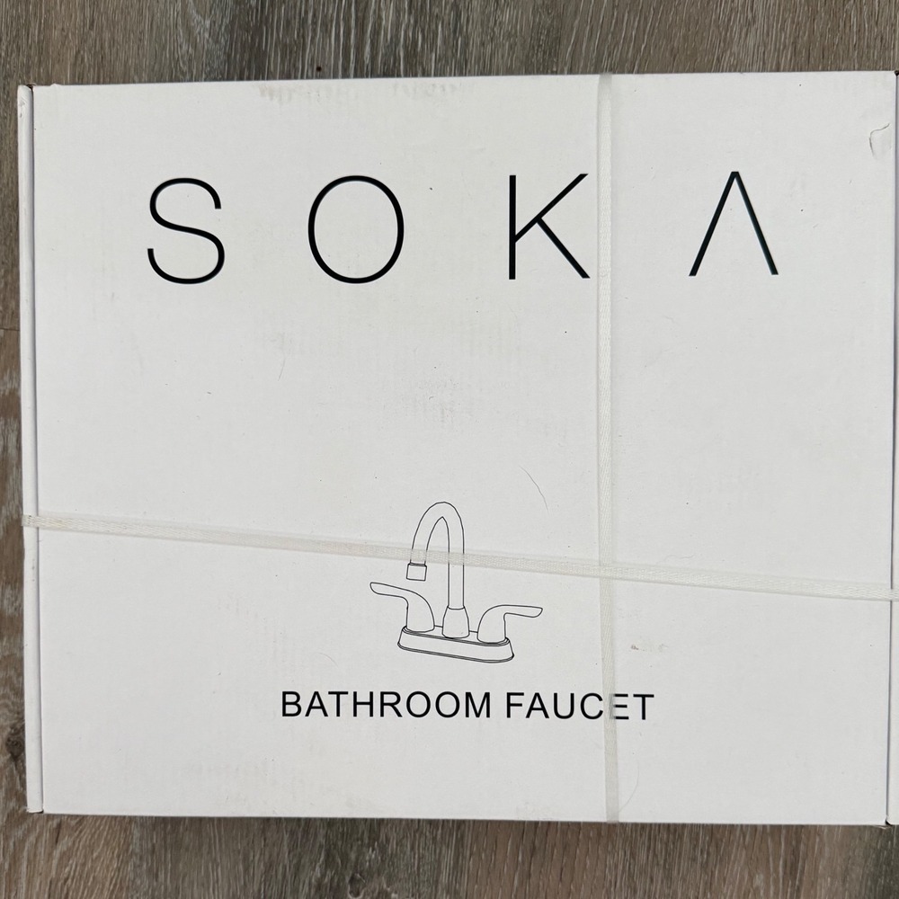 Soka Chrome Bathroom Sink Faucet Two Handle Goose Neck Assembly Brand New In Box - Picture 4 of 15